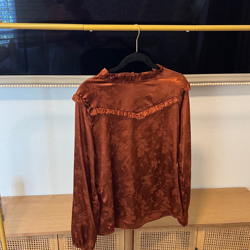 Chic Rust Ruffle Blouse